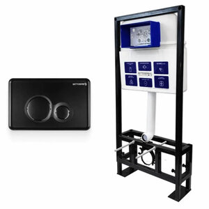 Изображение товара СЕТ Инсталляция Bettoserb Sava Free Standing + Клавиша смыва Twin, черный матовый, SFS40006459