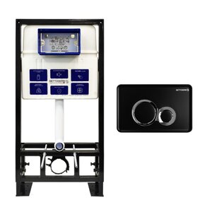 Изображение товара СЕТ Инсталляция Bettoserb Sava Free Standing + Клавиша смыва Duo, черный матовый/хром глянец, SFS40006461