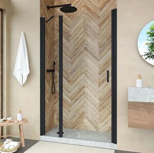 Изображение товара Душевая дверь в нишу Vegas Glass EP-F-1 NOVO 150 02М 01 черный матовый стекло 6 мм