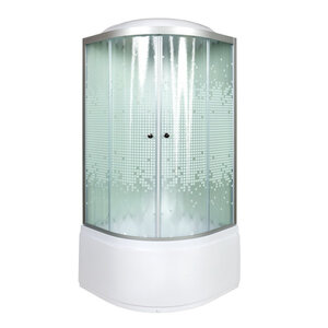 Изображение товара Душевая кабина AvaCan L910GM 98403, 100 x 100 см, с гидромассажем, с крышей, поддон высокий, стекло матовое с рисунком, профиль хром