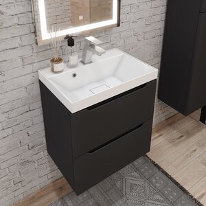 Изображение товара Тумба под раковину Uperwood Tanos NEW 50 см черный матовый подвесная с ящиками