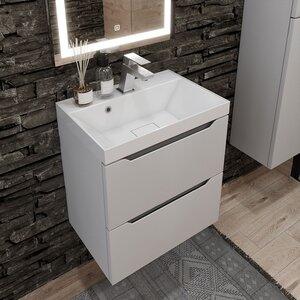 Изображение товара Тумба под раковину Uperwood Tanos NEW 2191020002, 50 см, подвесная, цвет белый/графит матовый