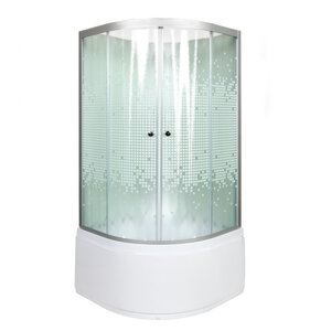 Изображение товара Душевая кабина AvaCan L910N 98406, 100 x 100 см, без крыши, поддон высокий, стекло матовое с рисунком, профиль хром