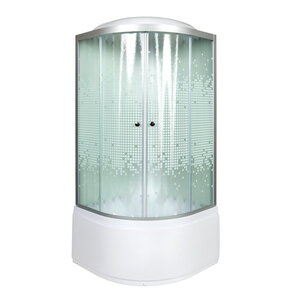 Изображение товара Душевая кабина AvaCan L980EL 98428, 80 x 80 см, с электрикой, с крышей, поддон высокий, стекло матовое с рисунком, профиль хром