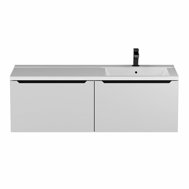 Изображение товара Тумба под раковину Uperwood Tanos 291020264, 120 см, подвесная, правая, цвет белый/графит матовый