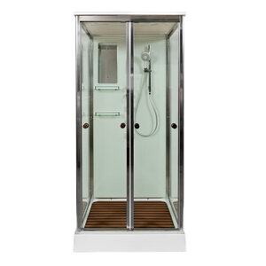 Изображение товара Душевая кабина AvaCan V8015 98380, 80 x 80 см, с гидромассажем, с электричеством, с крышей, поддон низкий, стекло прозрачное, профиль хром