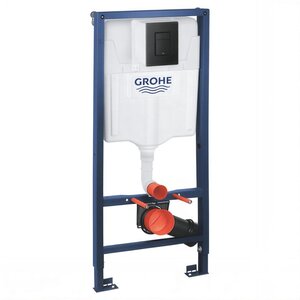 Изображение товара Инсталляция для подвесного унитаза Grohe Rapid SL Solido 38811KF0, крепеж, клавиша пневматическая черная матовая