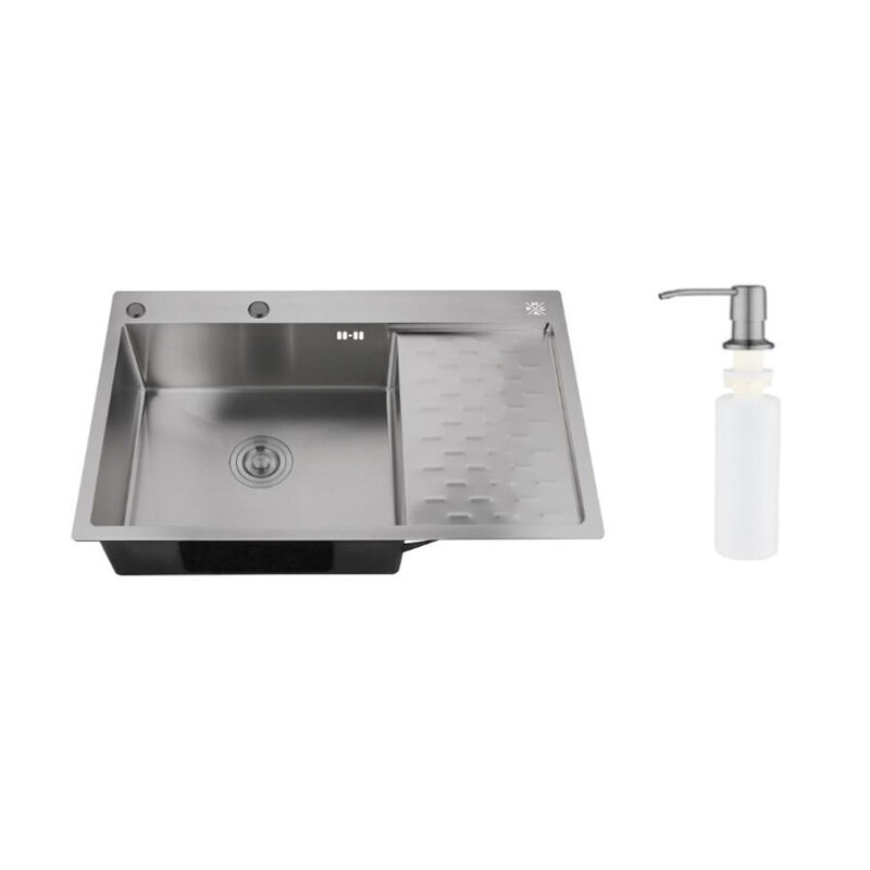 Изображение товара Кухонная мойка РМС MRK-8050BL-L/R, 80 см, с дозатором, крыло справа/слева, графит