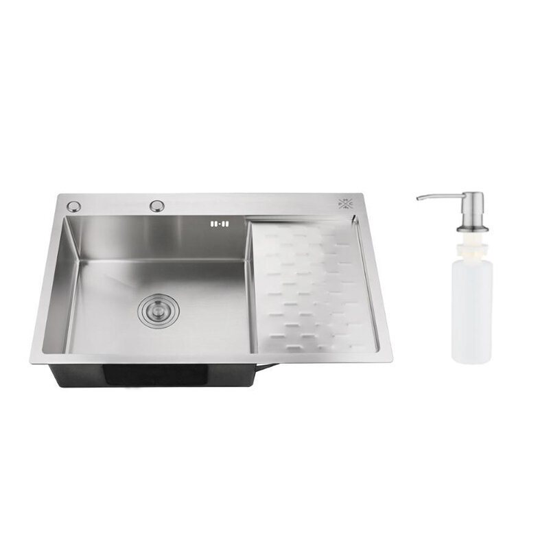 Изображение товара Кухонная мойка РМС MRK-8050L/R, 80 см, с дозатором, крыло справа/слева, нержавеющая сталь