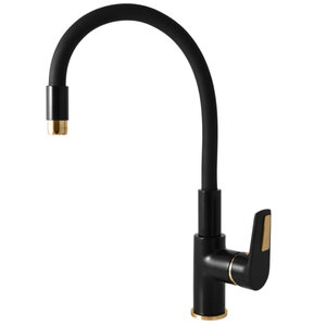 Изображение товара Смеситель для кухонной мойки Rav-Slezak Colorado CO319.5/10CMATZ, с гибким изливом, цвет черный матовый/золото