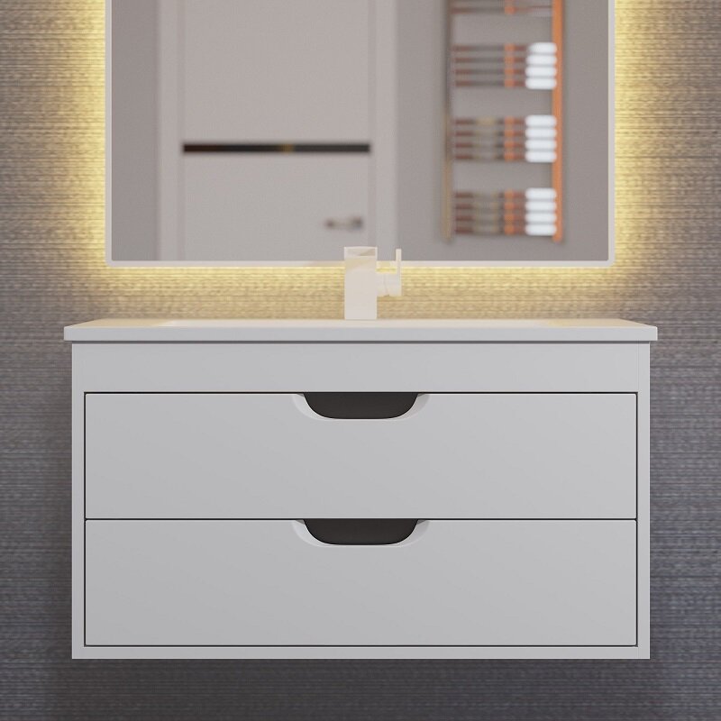 Изображение товара Подвесная тумба под раковину Uperwood Modul 80 см белый серый матовый