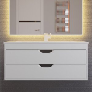 Изображение товара Тумба под раковину Uperwood Modul 2930205356, 100 см, подвесная, цвет белый/графит матовый