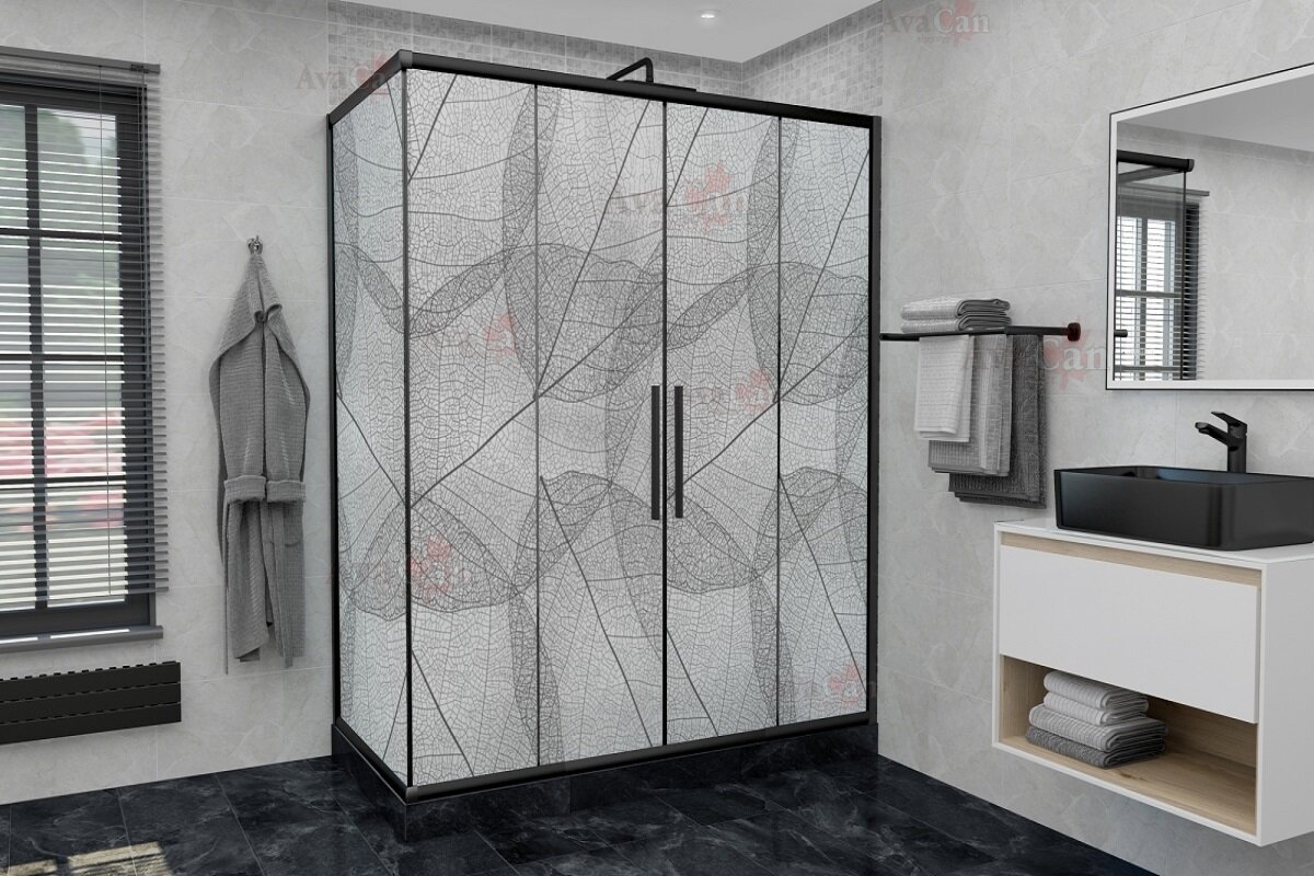 Изображение товара Душевой уголок AvaCan FB2 190-210 + SB90 MT 6 мм стекло черный профиль