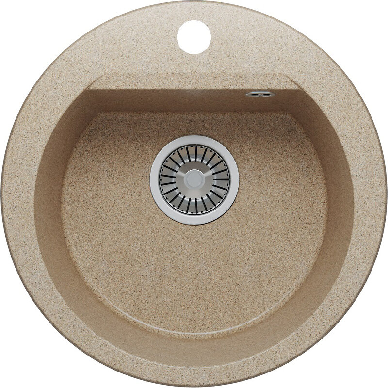 Изображение товара Мойка кухонная Polygran Atol-460 из искусственного камня бежевого цвета 46 см