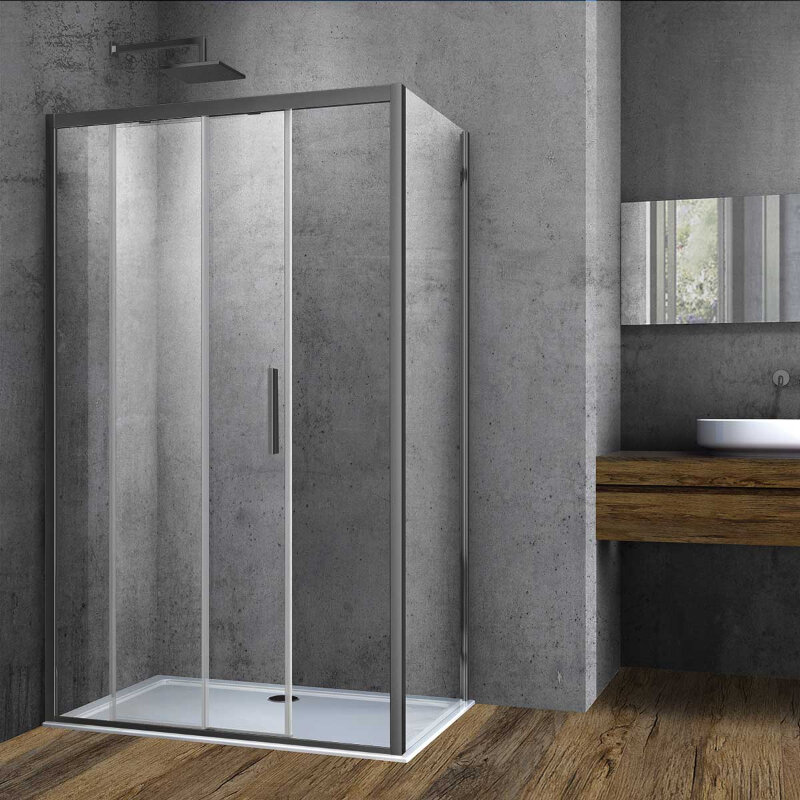 Изображение товара Душевой уголок Vincea Soft VSR-3SO9013CLGM 130x90 см с прозрачным стеклом и профилем gunmetal