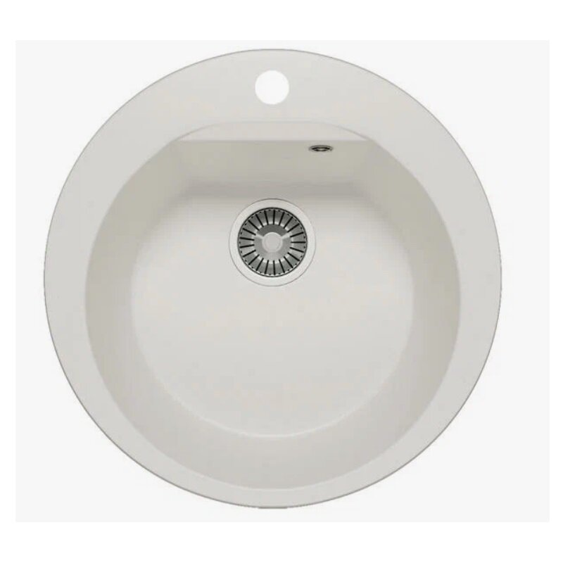 Изображение товара Мойка кухонная Polygran Atol-520 №36 627451, 52 см, искусственный камень, белый хлопок