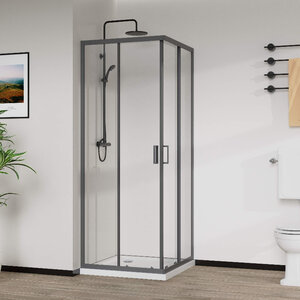 Изображение товара Душевой уголок Vincea City VSS-5CT8010CLGM, 100 x 80 см, стекло прозрачное, профиль вороненая сталь, gunmetal