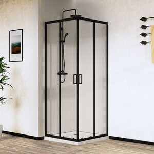 Изображение товара Душевой уголок Vincea City VSS-5CT9010CLB, 100 x 90 см, стекло прозрачное, профиль черный