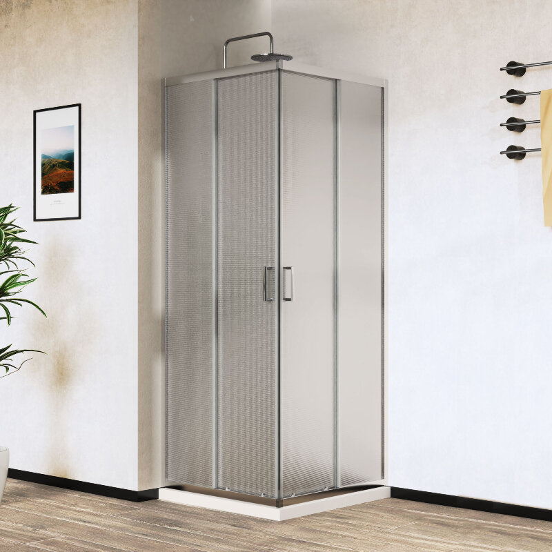 Изображение товара Душевой уголок Vincea City VSS-5CT9010MT 100x90 см с текстурным стеклом и хромовым профилем