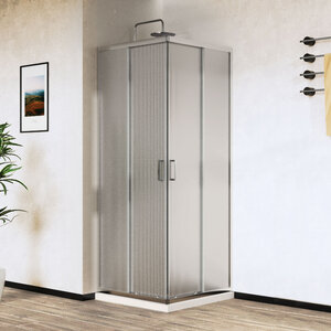 Изображение товара Душевой уголок Vincea City VSS-5CT9010MT 100x90 см с текстурным стеклом и хромовым профилем