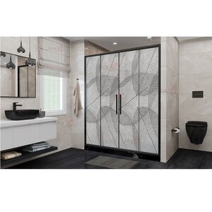 Изображение товара Душевая дверь в нишу AvaCan FB2 190-210 MT, FB2-190MT, 190 - 210 см, стекло матовое с рисунком, профиль черный, 99865