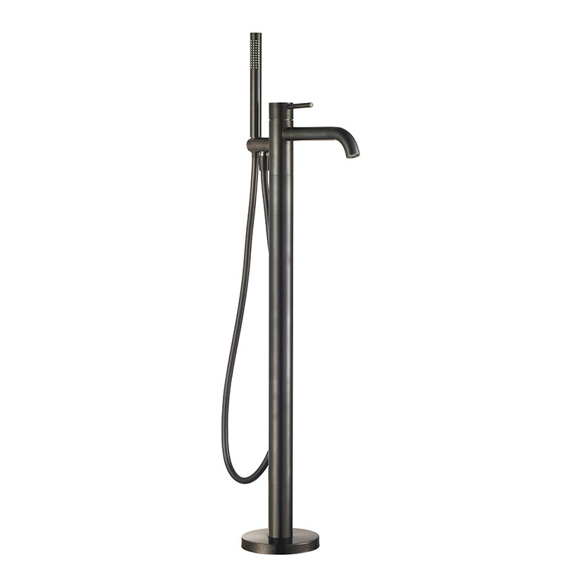 Изображение товара Напольный смеситель для ванны Aquame Siena AQM6218GM с ручным душем и цветом gunmetal