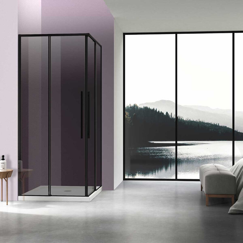 Изображение товара Душевой уголок Vincea Slim-N VSS-4SN900CGB 90х90 см тонированное стекло черный профиль