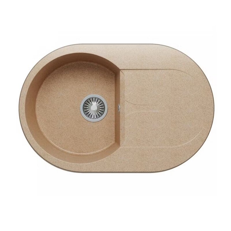 Изображение товара Мойка кухонная Polygran Atol-760 №302 679047, 76 см, искусственный камень, песочный