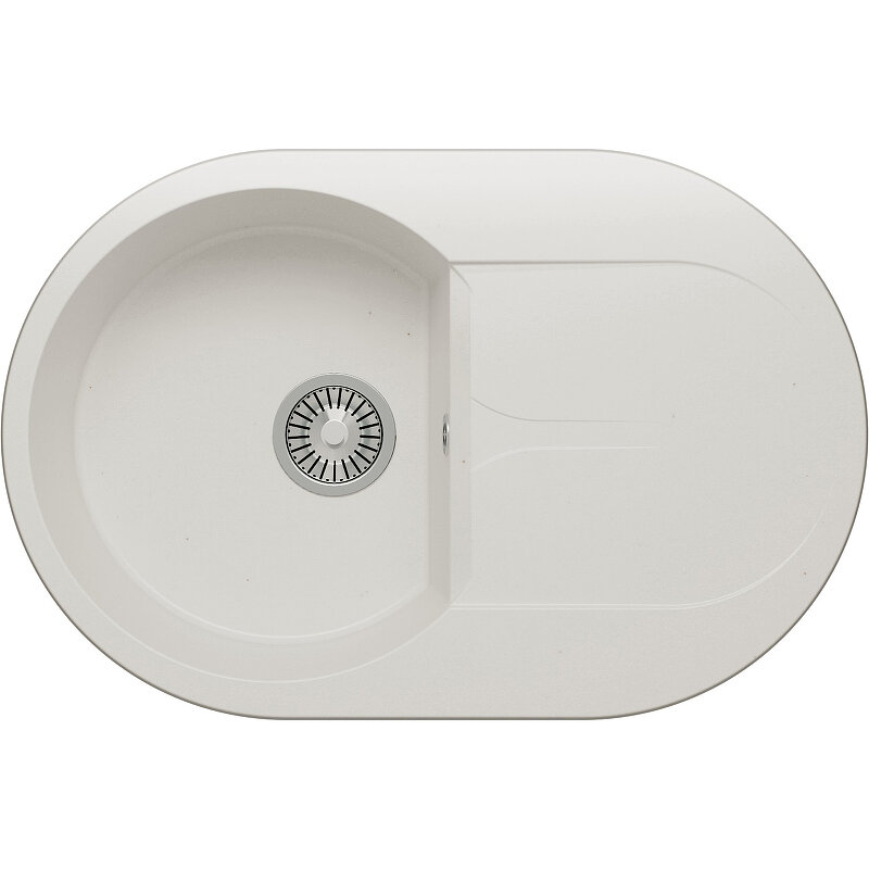 Изображение товара Мойка кухонная Polygran Atol-760 №36 679030, 76 см, искусственный камень, белый хлопок