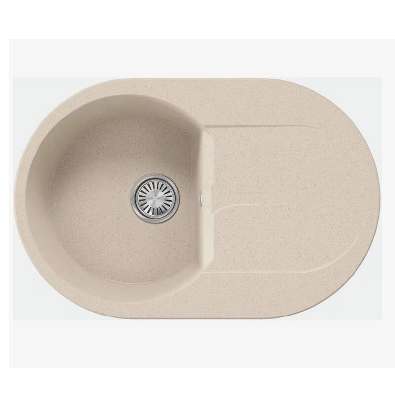 Изображение товара Мойка кухонная Polygran Atol-760 №327 854857, 76 см, искусственный камень, кремовый