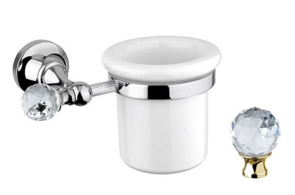 Изображение товара Стакан для ванной Cezares Olimp TUM-03/24-Sw с ручками Swarovski золото 24 карат