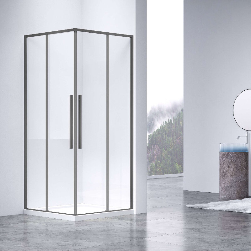 Изображение товара Душевой уголок Vincea Slim-N 100x90 см с прозрачным стеклом и профилем gunmetal