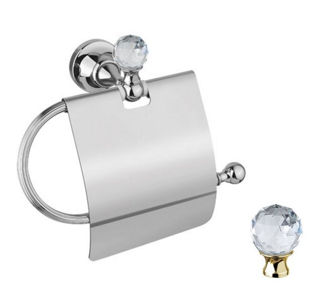Изображение товара Бумагодержатель Cezares Olimp TRH-03/24-Sw золотой с ручками Swarovski