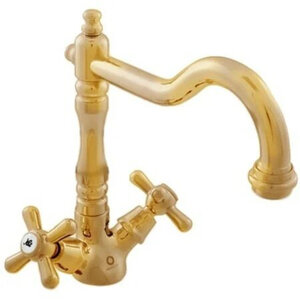 Изображение товара Смеситель для раковины Rav-Slezak Morava Retro с донным клапаном золото