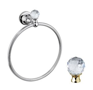 Изображение товара Полотенцедержатель кольцо Cezares Olimp RN-03/24-Sw цвет золото, ручки Swarovski