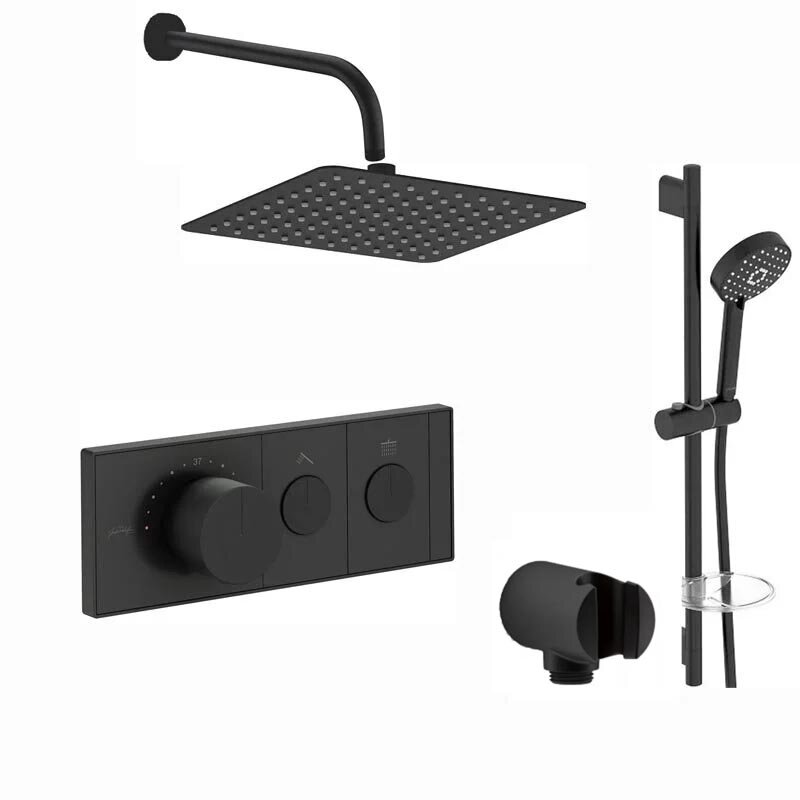 Изображение товара Душевая система Jacob Delafon термостатическая черный матовый комплект