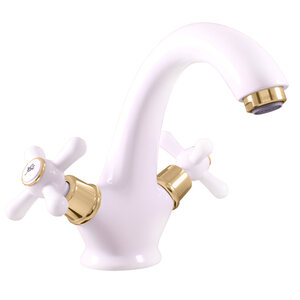 Изображение товара Смеситель для раковины Rav-Slezak Morava Retro MK1285BZ бело-золотой