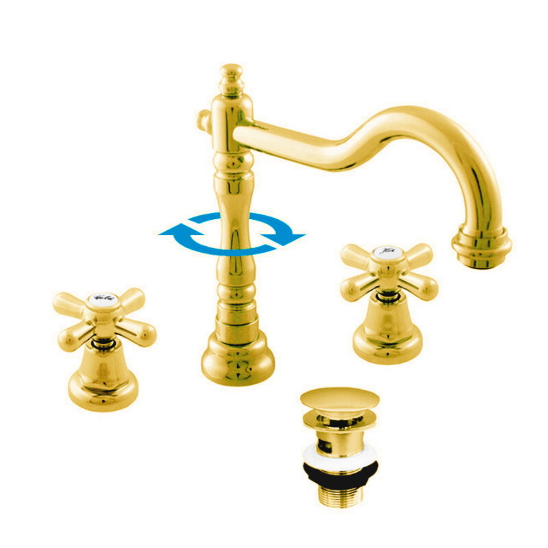 Изображение товара Смеситель для раковины Rav-Slezak Morava Retro MK132.5Z золото с донным клапаном