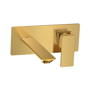 Изображение товара Смеситель для раковины Aquame Savona AQM6815BG  стильный встроенный с матовой золотой поверхностью