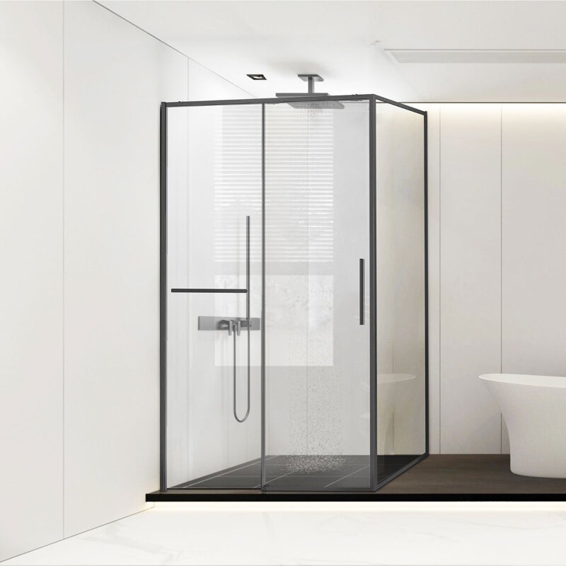 Изображение товара Душевой уголок Vincea Slim Soft VSR-1SS8012CLGM 120x80 см стекло прозрачное профиль вороненая сталь