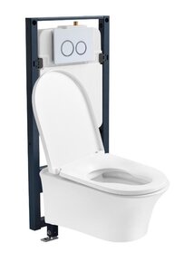 Изображение товара Инсталляция с унитазом Arrow AHY805/AHB2157/PG017-ZPA/AHM002A, сиденье микролифт, клавиша смыва белая, комплект 4 в 1