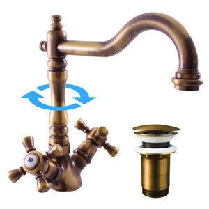 Изображение товара Смеситель для раковины Rav-Slezak Morava Retro MK321.5/8SM бронза с донным клапаном