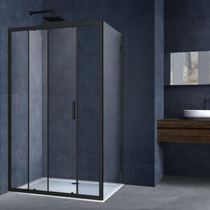Изображение товара Душевой уголок Vincea Alpha VSR-3AL9011CLB 110x90 см прозрачное стекло черный профиль Италия