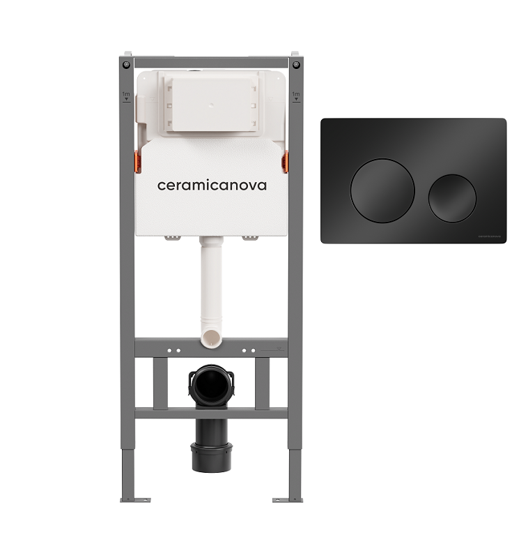 Изображение товара Инсталляция для унитаза Ceramicanova Balance CN121001MB, черный матовый, двухрежимная