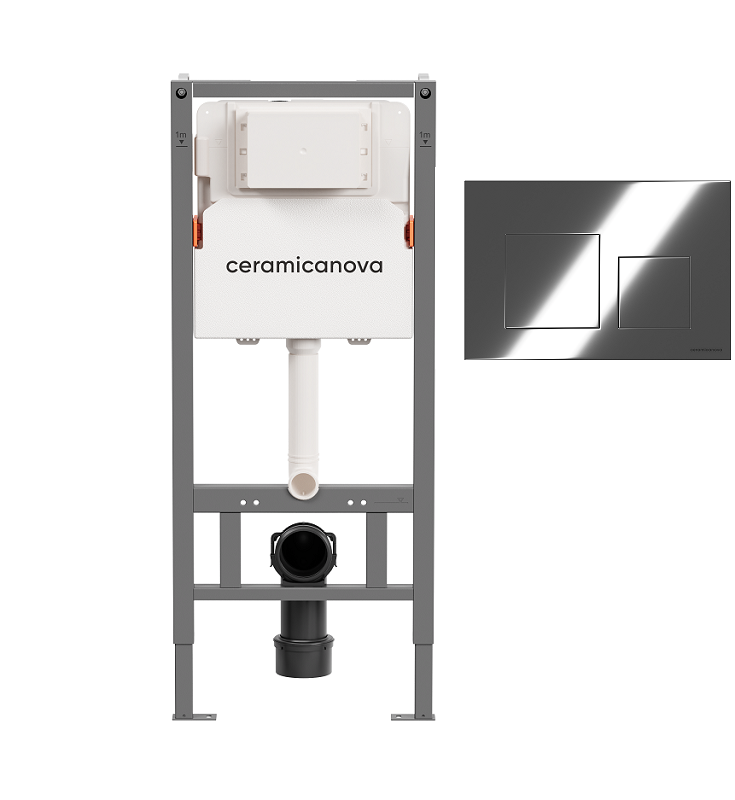 Изображение товара Инсталляция для унитаза Ceramicanova Balance CN121002CH, клавиша Circle хром