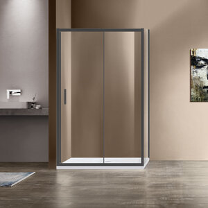 Изображение товара Душевой уголок Vincea Garda VSR-1G8015CLGM, 150 x 80 см, стекло прозрачное, профиль вороненая сталь, gunmetal
