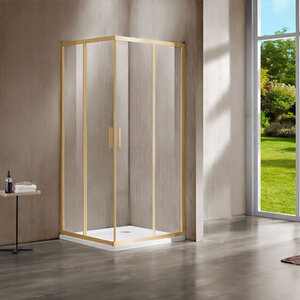 Изображение товара Душевой уголок Vincea Garda VSS-1G1212CLG, 120 x 120 см, стекло прозрачное, профиль брашированное золото