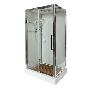 Изображение товара Душевая кабина AvaCan Z120STEAM 98539, 120 x 90 см, с баней, с гидромассажем, с электрикой, с крышей, поддон низкий, стекло прозрачное, профиль хром