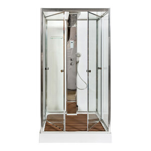 Изображение товара Душевая кабина AvaCan Z122STEAM 98540, 120 x 90 см, с баней, с гидромассажем, с электрикой, с крышей, поддон низкий, стекло прозрачное, профиль хром