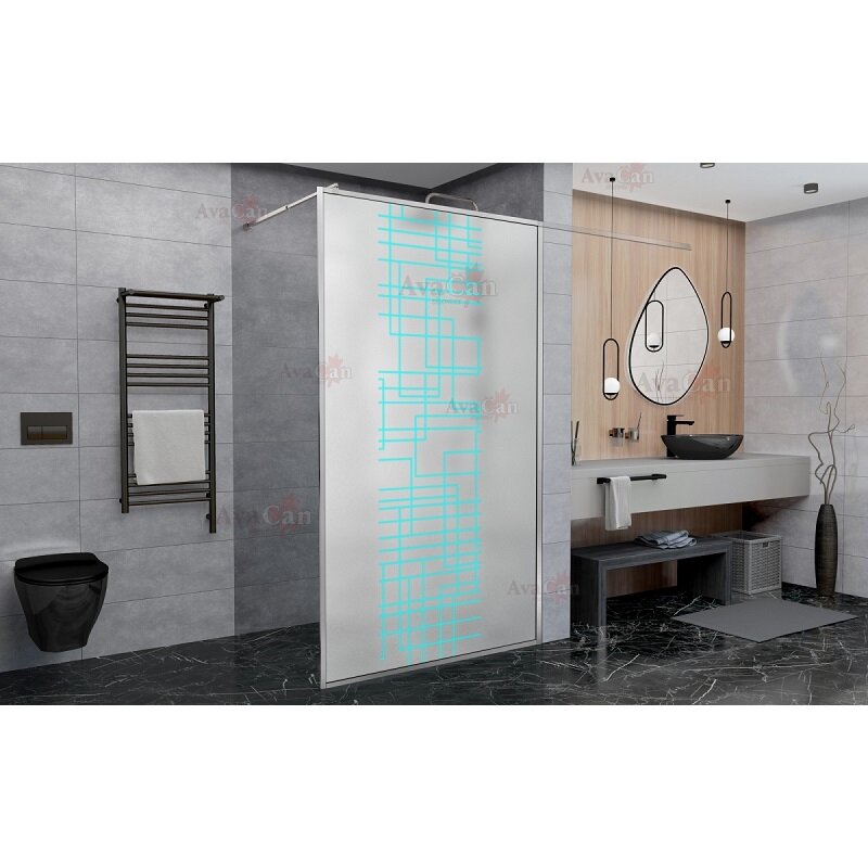 Изображение товара Душевая стенка AvaCan LC110MT Walk-in 110x200 см матовое с рисунком